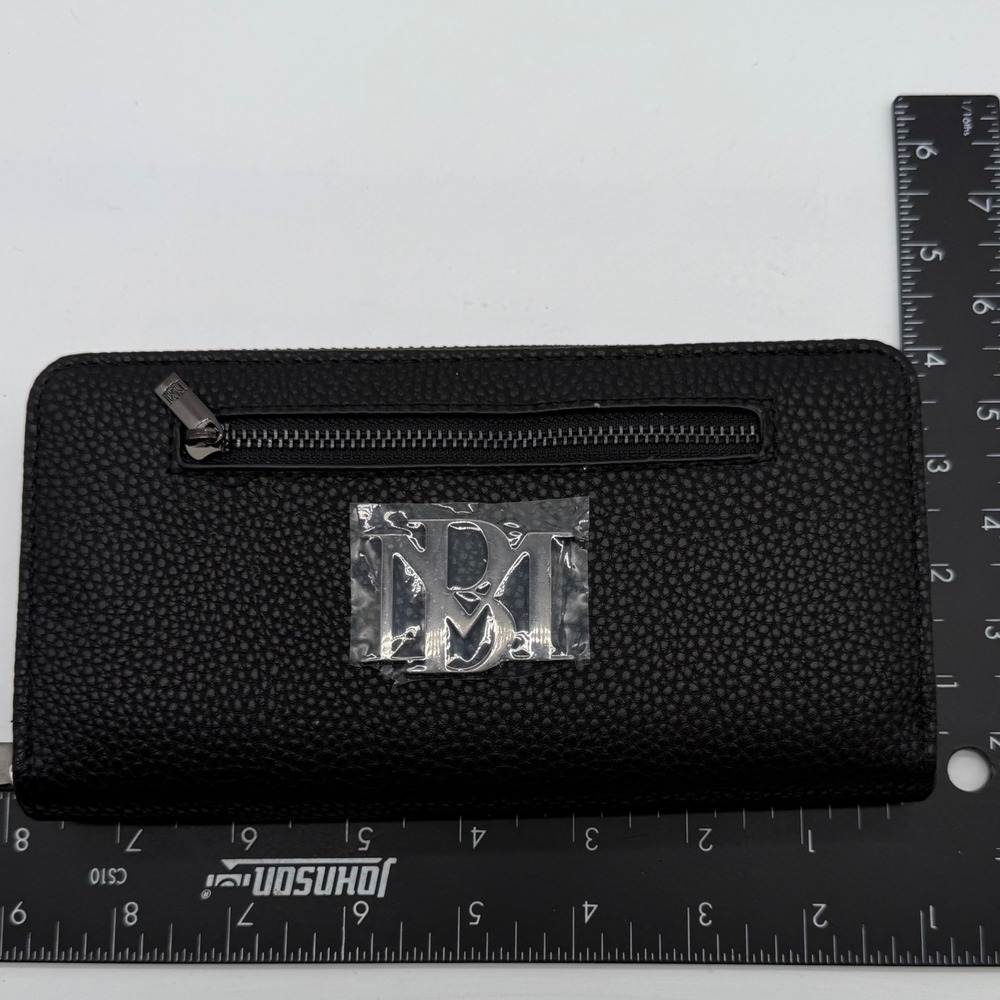 Badgley Mischka Black wallet Ladies large Wallet Vegan Leather Zip Around‎ $59